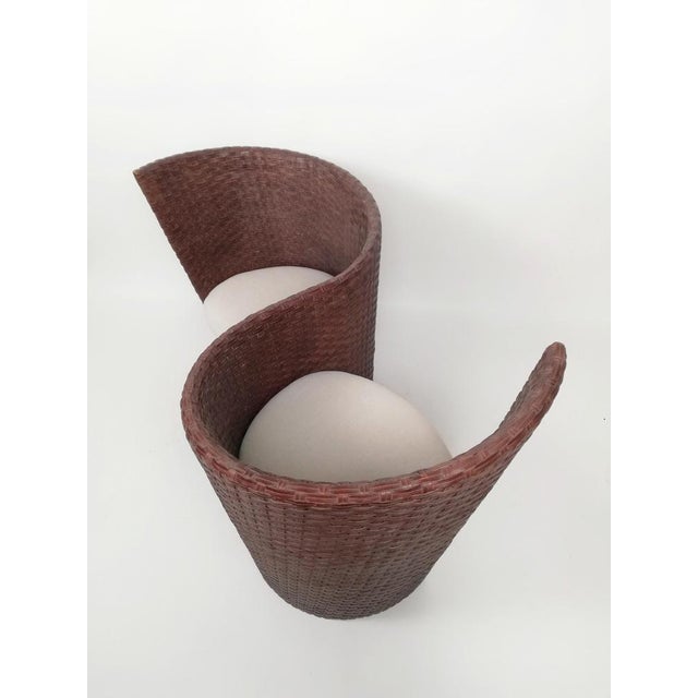 Postmodern Vis À Vis Sofa in Hand-Woven, Leather Wood and Bamboo attributed to Nico Devito, 1980s For Sale - Image 11 of 18