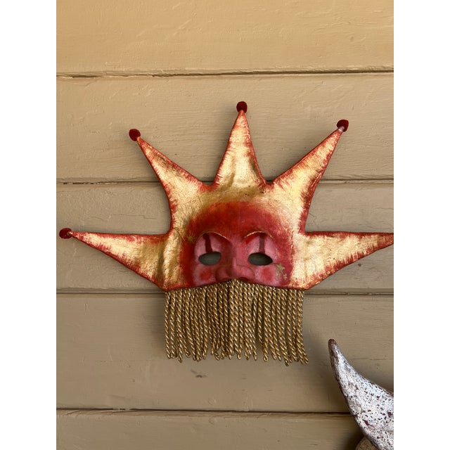 Rare Venetian Baroque Style Handmade Paper Mache Gilded & Painted "Sole" Sun Mask For Sale - Image 4 of 13