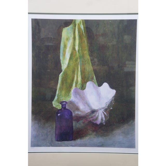 Late 20th Century Henrietta Wyeth Signed Silk Scarf Seashell Purple Bottle Still Life Serigraph For Sale - Image 5 of 10
