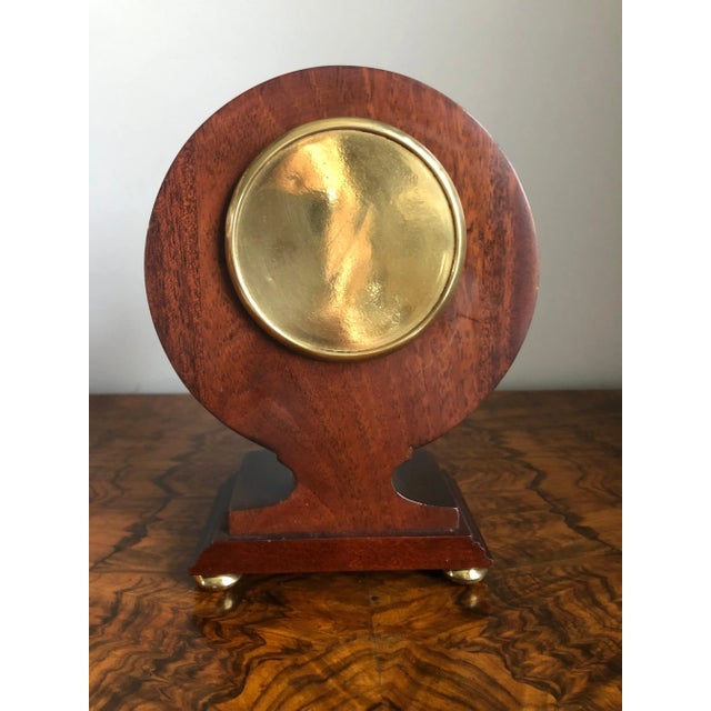 Antique Edwardian Mahogany Inlaid Desk Mantle Clock For Sale - Image 9 of 12