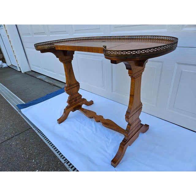Brown Early 20th Century Kidney Shaped Music Stand Writing Desk With Brass Gallery For Sale - Image 8 of 18