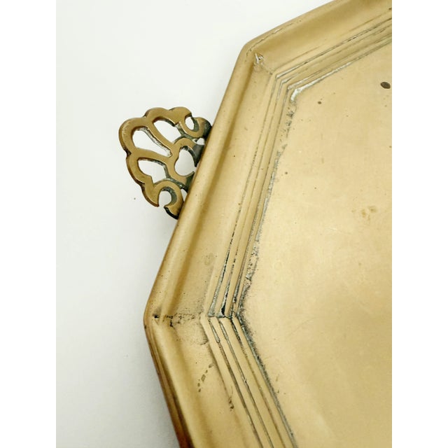 Art Deco Early 1900s Brass Tray With Ornate Handles For Sale - Image 3 of 8
