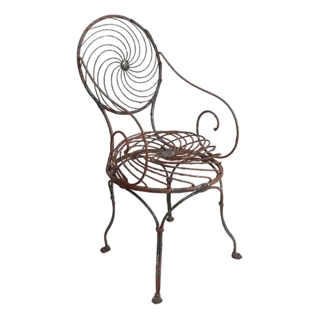 Antique Garden Chair in Wrought Iron, 1870 For Sale