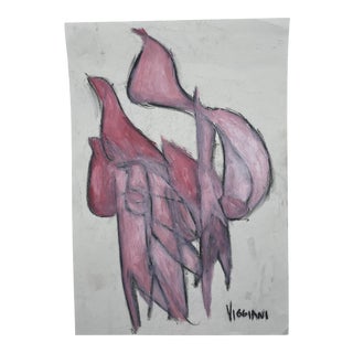 Late 20th Century Charcoal Abstract Drawing Signed Viggiani For Sale