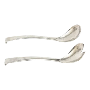 Vintage Sterling Silver Modernist Salad Servers or Serving Pieces 80's
