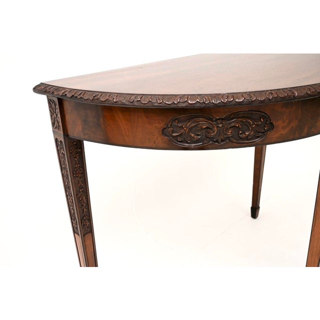 Wood Antique Georgian Style Carved Console Table, 1900 For Sale - Image 7 of 9