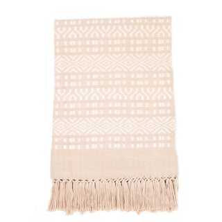 Blush Pink & White Handwoven Chiapas Throw For Sale