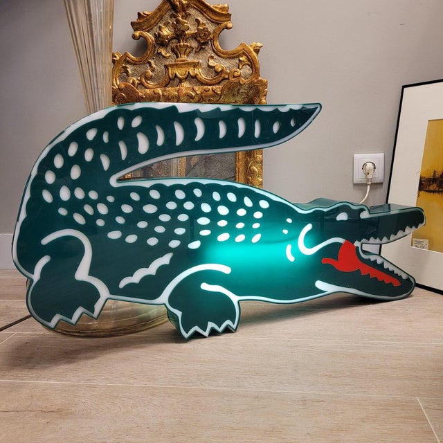 Illuminated Advertising Sign of the Crocodile by Lacoste, 1980s For Sale - Image 13 of 18