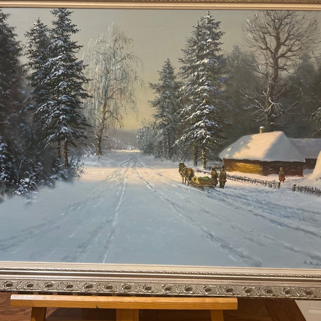 20th Century Oil on Canvas European School by Polish Artist Signed Framed Depicting Wooded Countryside For Sale - Image 4 of 12