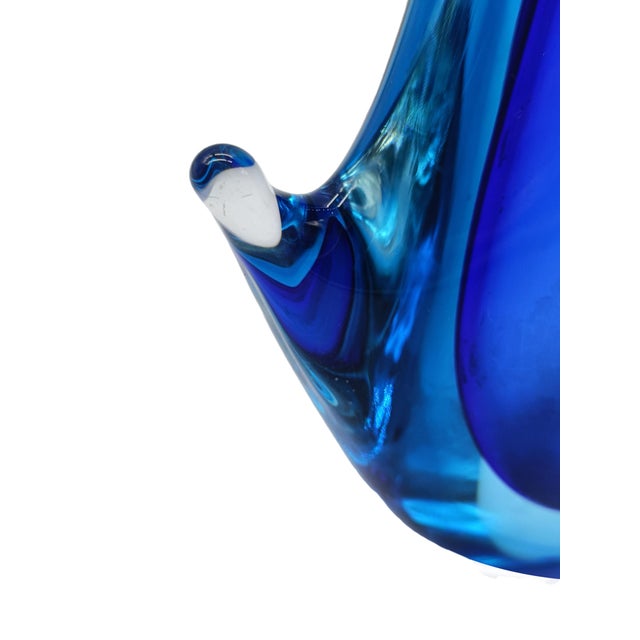 Glass Cobalt Blue Submerged Murano Glass Vase by Flavio Poli for Seguso, Italy, 1960s For Sale - Image 7 of 8