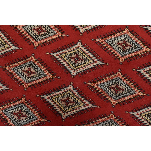 Textile Bokhara Jaldar Rug 4’1” X 6’2” Red Wool Tribal Hand-Knotted Oriental Carpet For Sale - Image 7 of 12