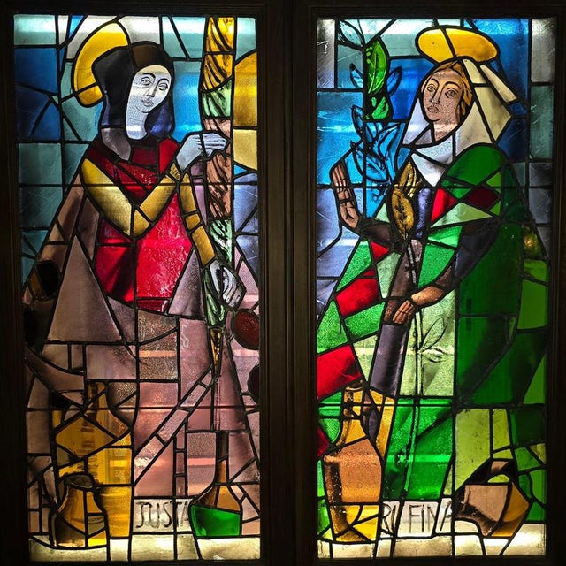Stained Glass Panels with Saint Justa and Saint Rufina Motifs, 1860s, Set of 2 For Sale - Image 3 of 6