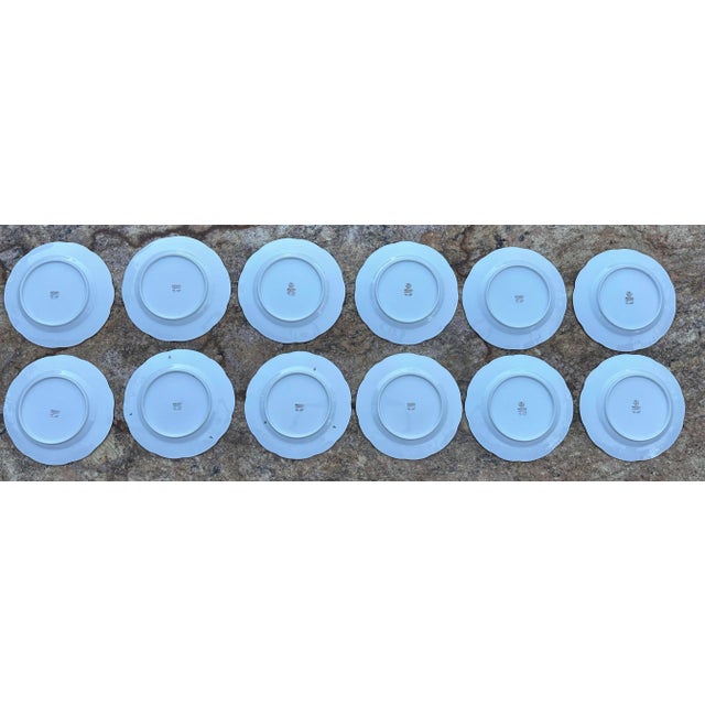 Vintage Set of 12 French Hand Painted Cherubs Gold Gilt Red Porcelain Dinner Plates For Sale - Image 9 of 12