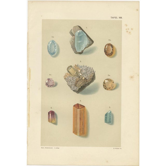 Antique Gemstone Prints with Blue and Green Minerals from Bauer, 1900s, Set of 4 For Sale - Image 5 of 10