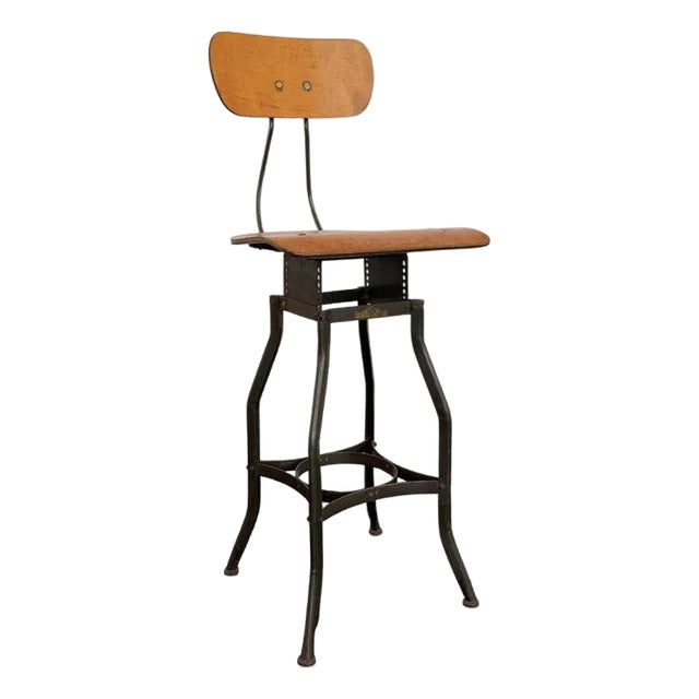 Industrial Height Adjustable Stool by Toledo Metal Furniture Co. For Sale