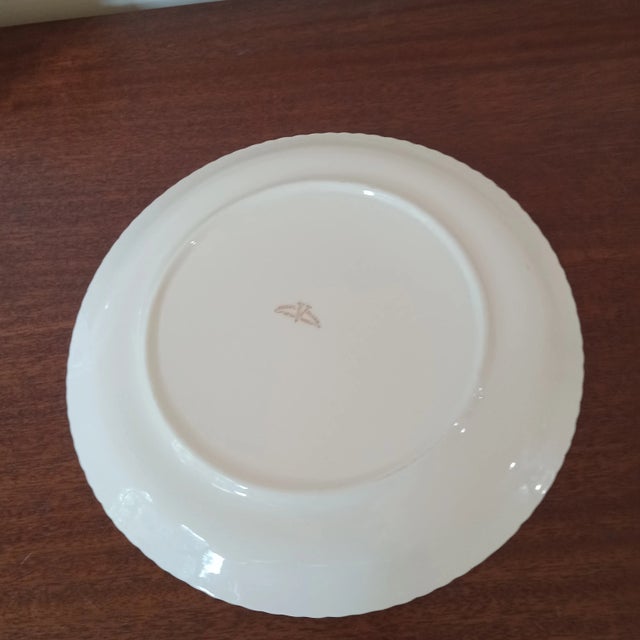 Pink 1970s Regall Vellum Rev-1 Floral Dinner Plates- Set of 7 For Sale - Image 8 of 8