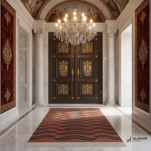 This beautiful handknotted rug is expertly crafted by skilled artisans using high-quality newzealand wool for a soft yet...