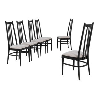 Czech Mid-Century Modern Dining Chairs, Set of Six For Sale