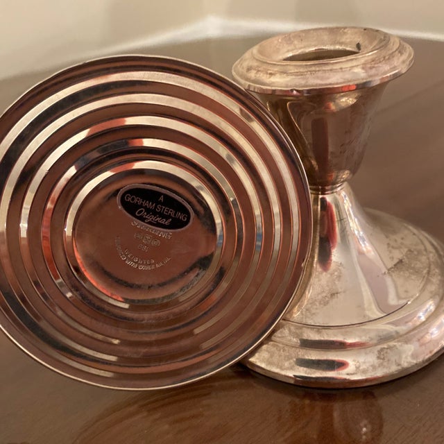 Traditional Vintage Gorham Sterling Silver Candle Holders - a Pair For Sale - Image 3 of 4
