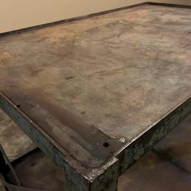 Antique Industrial Steel Cart ~ Table For Sale - Image 9 of 11