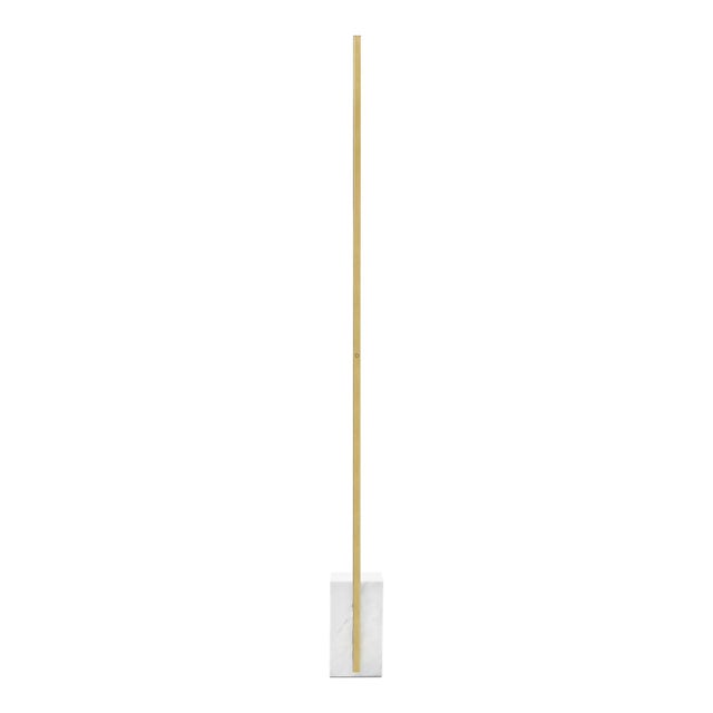 Contemporary Klee 70 Floor Lamp LED Natural Brass and White Marble For Sale - Image 3 of 3