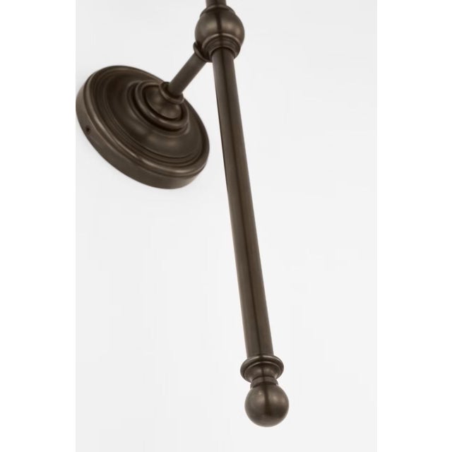 Visual Comfort Chapman & Myers for Visual Comfort Signature Classic 27" Tail Sconce in Bronze with Linen Shade For Sale - Image 4 of 7