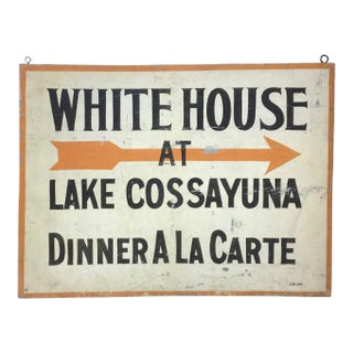 Circa 1930s White House Lake Cossayuna Tin Sign For Sale