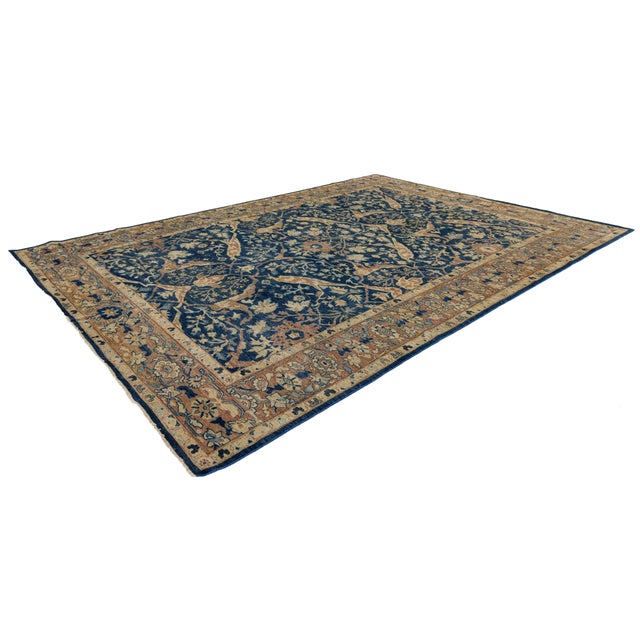 Hand-Knotted Bidjar Vintage Style Wool Rug Midnight Blue Floral Arabesque For Sale In New York - Image 6 of 12