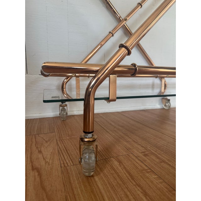 1970s Hollywood Regency Faux Bamboo Bar Cart For Sale - Image 4 of 11