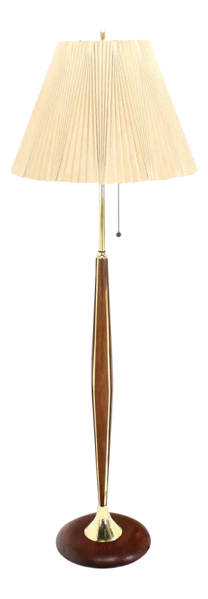 Mid-Century Modern Walnut and Brass Floor Lamp