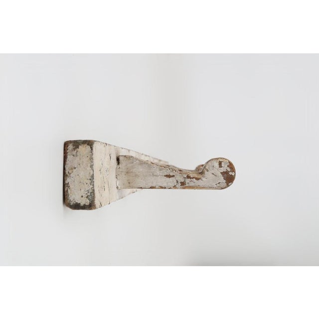 Industrial White Wall-Mounted Coat Rack in Wood, Belgium, 1920s For Sale - Image 4 of 11
