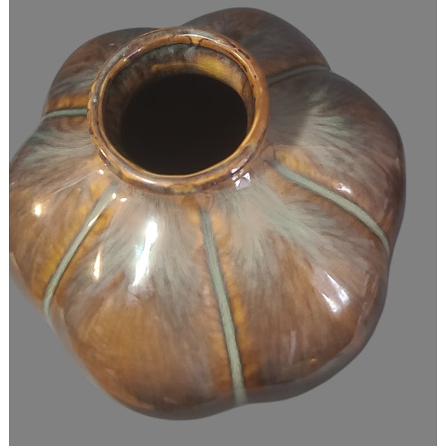 Vintage Mid-Century Modern Glazed Art Pottery Earthtone Vase For Sale - Image 6 of 8