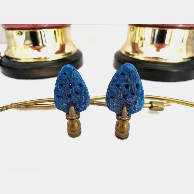 1970s Floral Vase Lamps & Shades - a Pair For Sale - Image 10 of 11