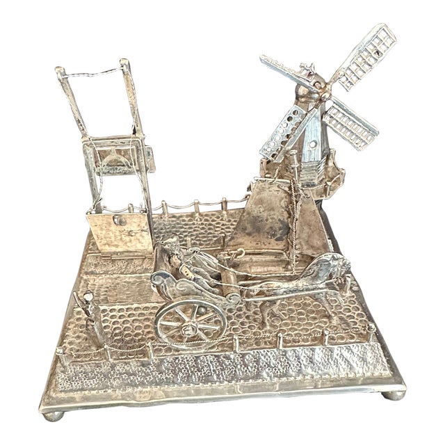 1920s Dutch Silver Mini Quay Scene For Sale