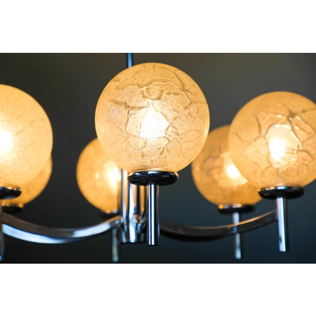 Vintage German Chrome and Glass Chandelier, 1970s For Sale - Image 6 of 13