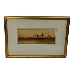 19th Century Watercolor Suez Canal Group of Bedouin Tribesman With Camels by Henry Andrew Harper, Fr