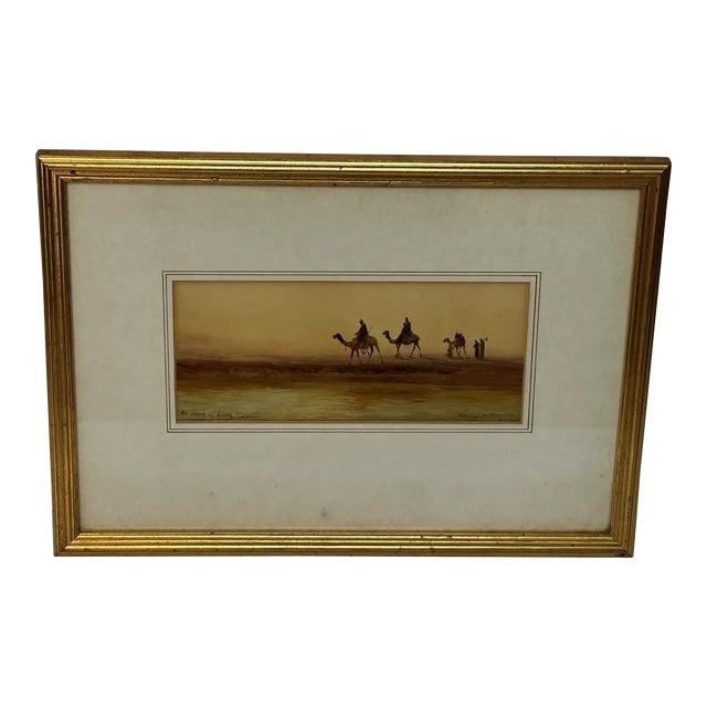 19th Century Watercolor Suez Canal Group of Bedouin Tribesman With 