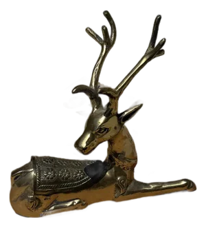 Vintage Brass Sitting Large Deer Buck Reindeer Box With Removable Saddle