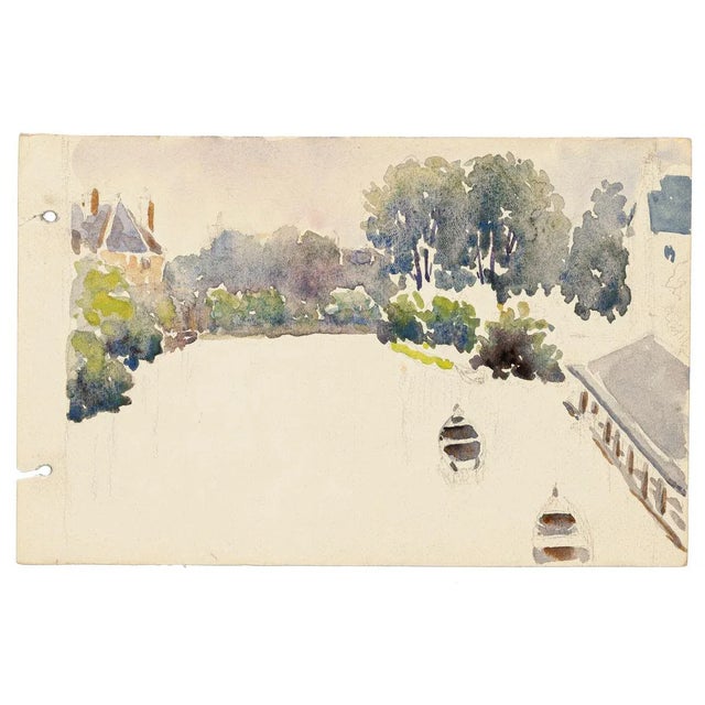 Boats is an original painting in watercolor by an anonymous French artist of the XX century. The state of preservation is...