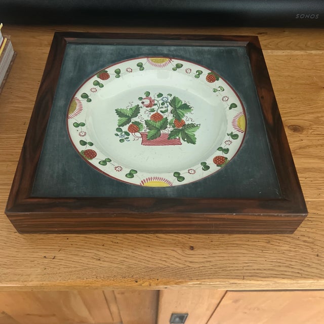 Antique English Staffordshire Strawberry Plate in Custom Rosewood Display Box For Sale In New York - Image 6 of 8