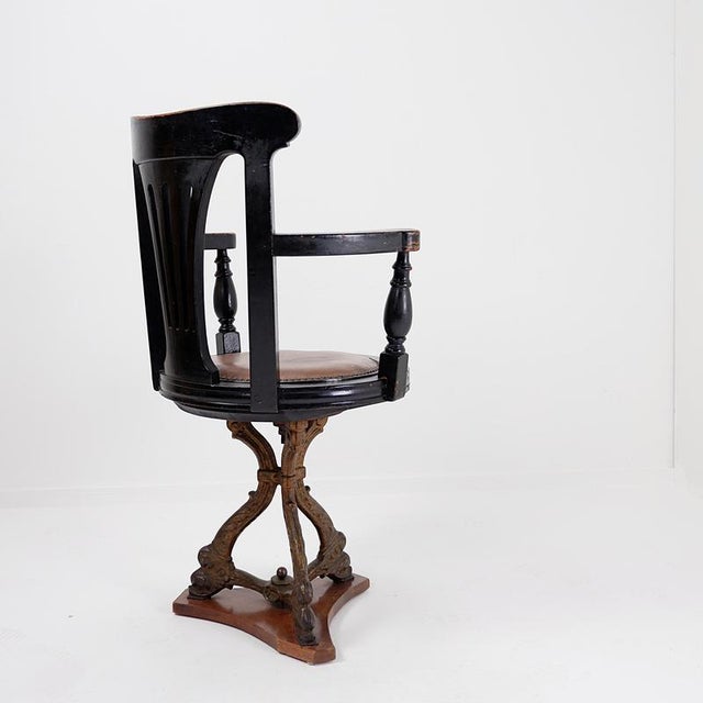 Metal Antique Black Stained Oak Chair For Sale - Image 7 of 16