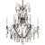 A light brass cognac coloured 6 arm baroque style chandelier with hand cut almond shaped crystals. At the bottom of this...
