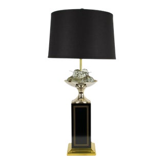 Maison Charles Black Enamel and Crystal Fruits Table Lamp , France Circa 1960 For Sale