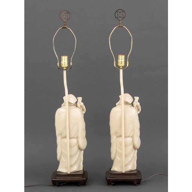 James Mont Style Figural Ceramic Table Lamps, Pair For Sale - Image 14 of 14