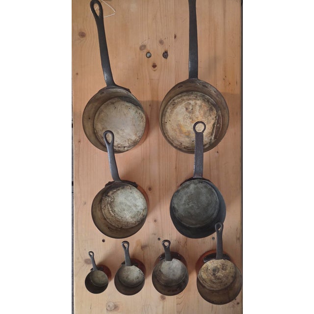 Farmhouse Late 19th Century French Copper Pots With Iron Handles - Set of 8 For Sale - Image 3 of 5