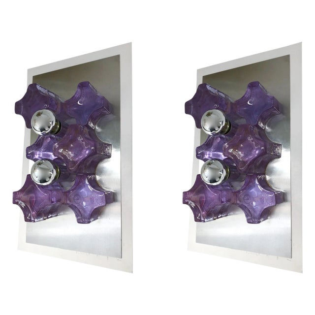 Pressed Glass Sconces by Biancardi and Jordan Arte, Italy, 1970 - A Pair For Sale
