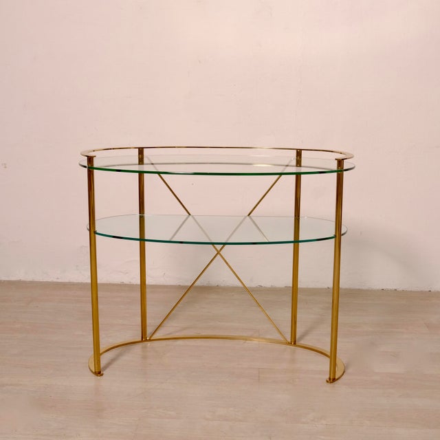 Gold Vintage Italian Brass and Glass Console Table, 1970s For Sale - Image 8 of 18