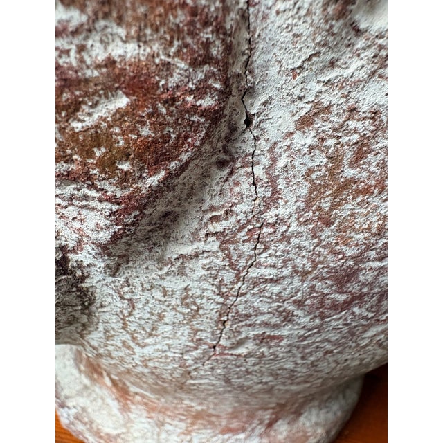 Large Hand-Thrown Terracotta Floor Jar With Artichoke Relief, Scroll Handles and Natural Whitewash Patina For Sale - Image 13 of 15