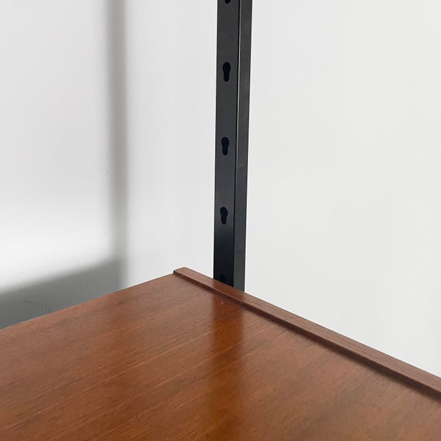 Italian Floor to Ceiling Bookcase in Wood, Black Metal and Brass, 1960s For Sale - Image 16 of 18