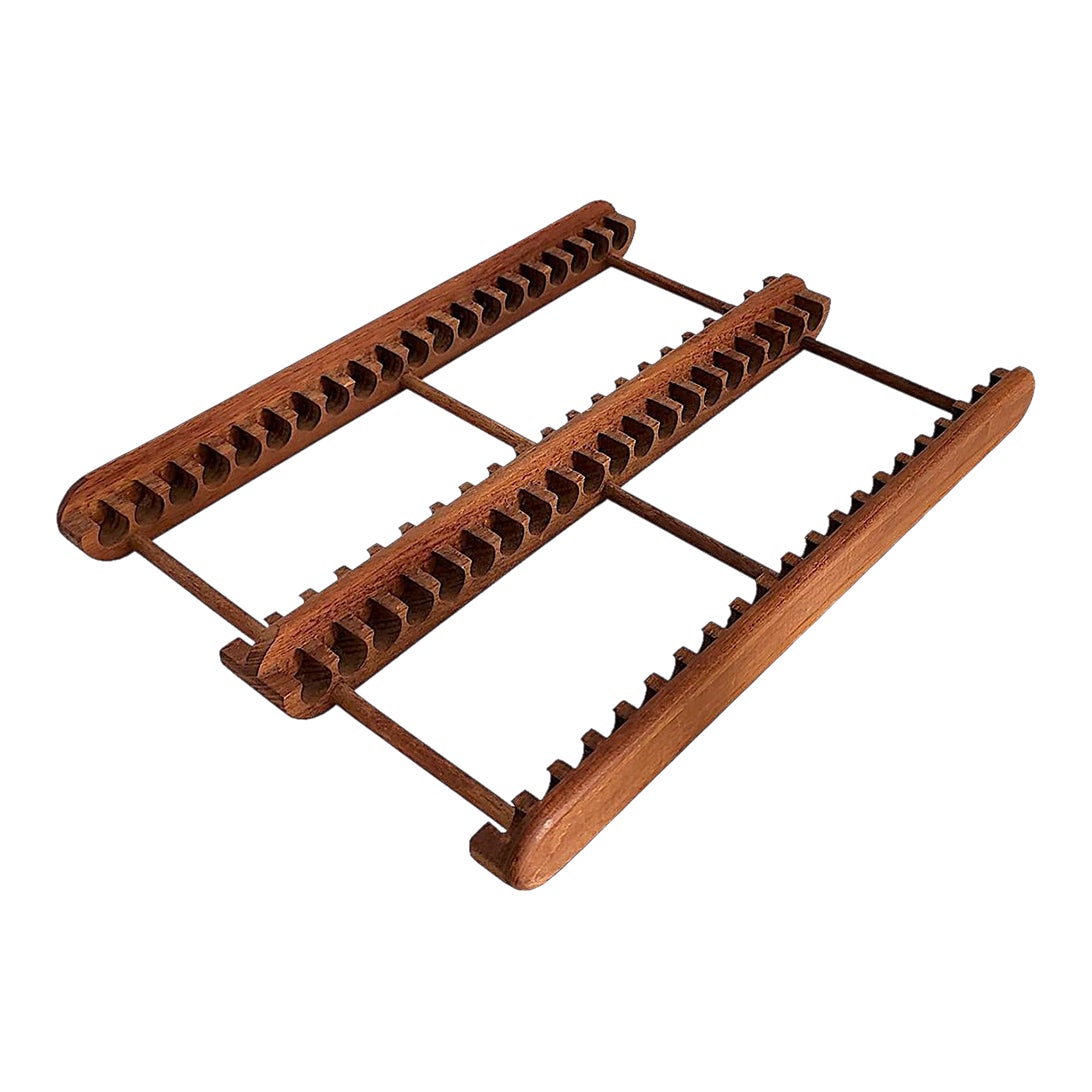 1980s Teak Wood CD Tray Rack With 40 Slots by Kalmar | Chairish